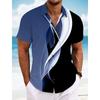 2025 Summer Men's Geometric Line Abstract Art Shirts Short Sleeve Tops Casual Shirts Turndown Casual Shirt Button Up Shirts