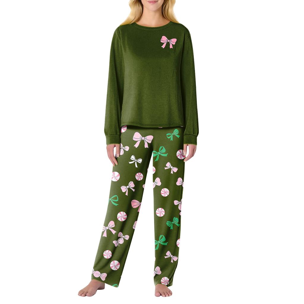 Women's Butterfly Print Long,Sleeved Pajama Set