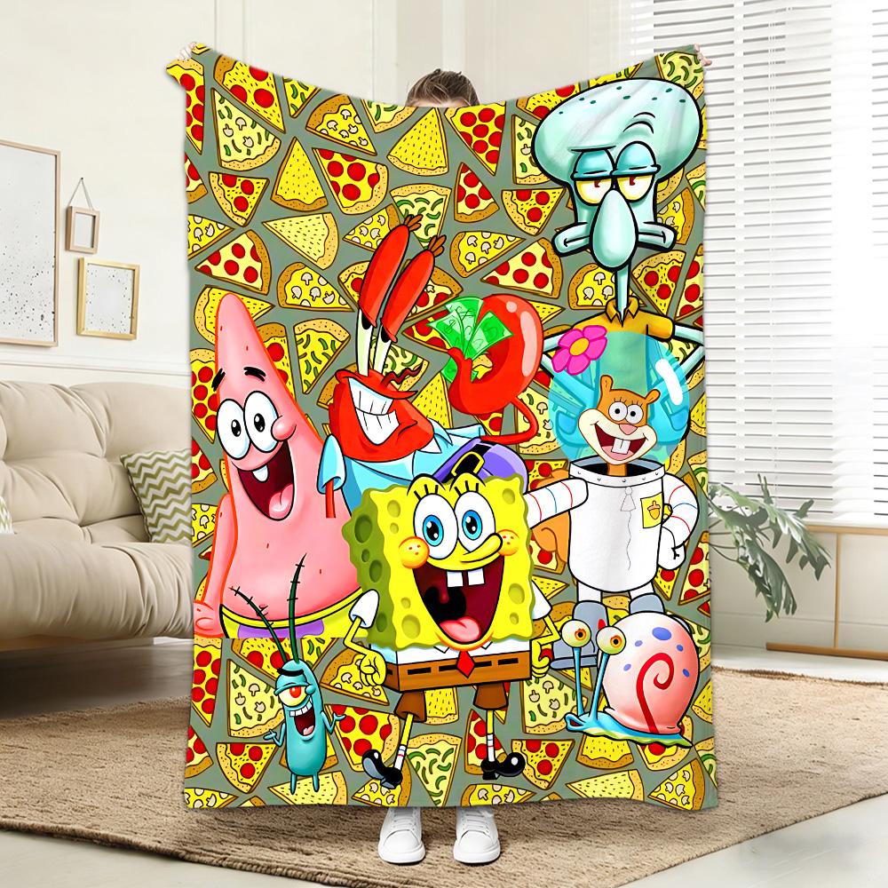 Throw Blankets for Beds Kawaii S-Spongebob All year Blanket Bedspread on the Bed Bedspreads and Coverlets Camping Anime Sofa Nap