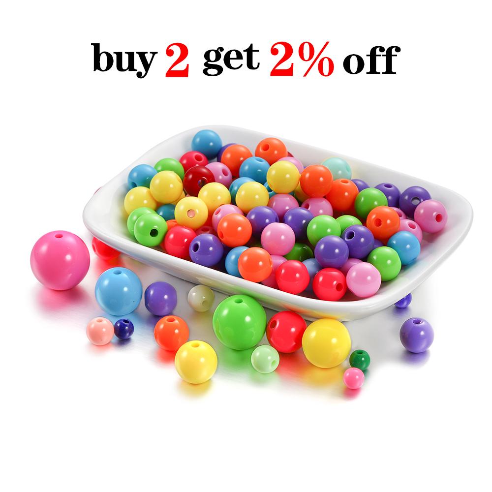 30-50pcs 6-12mm Acrylic Round Beads Candy Color Loose Spacer Bead Handcraft For DIY Jewelry Making Finding Supplies Accessories