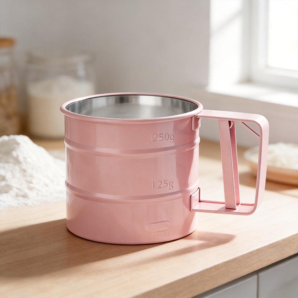 Stainless Steel Mesh Flour Sieve With Adjustable Handle For Home Baking And Food Preparation