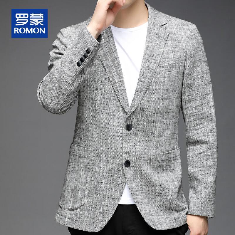 ROMON Pánské ležérní sako úzkého střihu ze směsi lnu