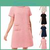 Oneck Elegant Dress Short Womens Sleeve Button Bodycon Dress