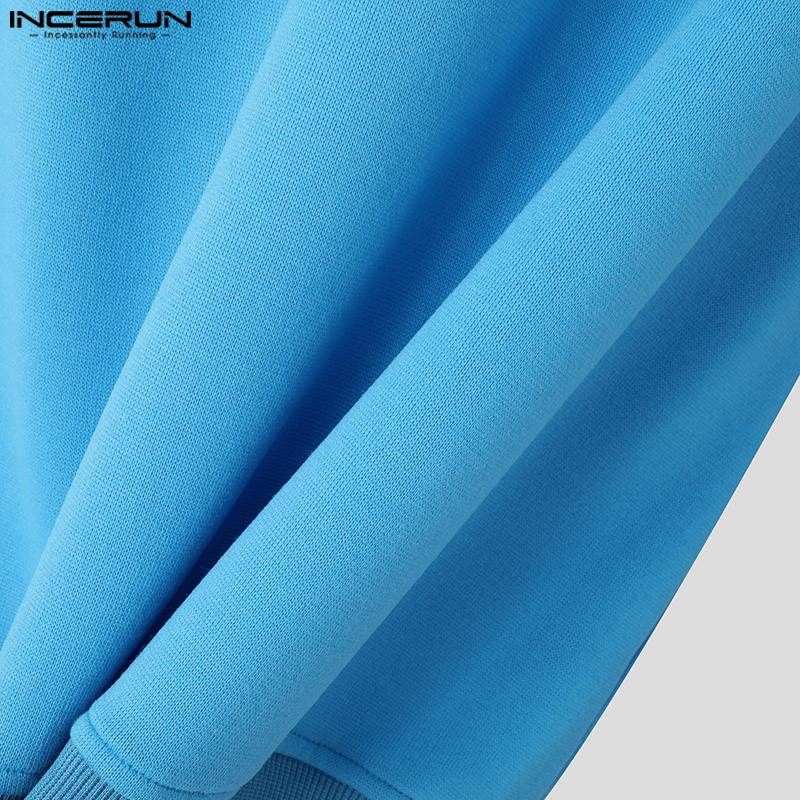 INCERUN Høst menn med rund hals Brevtrykk Uformelle langermede gensere gensere