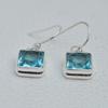 Natural Blue Topaz Earrings, Handmade Earrings, 925 Sterling Silver Earrings, Square Blue Topaz Earrings, Gift for Sister, Birthday Gift