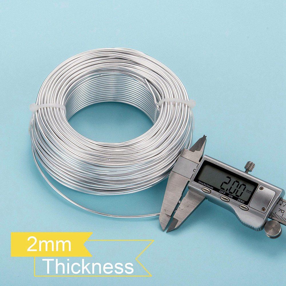 Anodized Aluminum Wire Bendable Metal Craft Wire Flexible Craft Wire for Beading Jewelry Craft Making Silver 12 Gauge 2.0mm 55m/500g(180.4 Feet/500g)