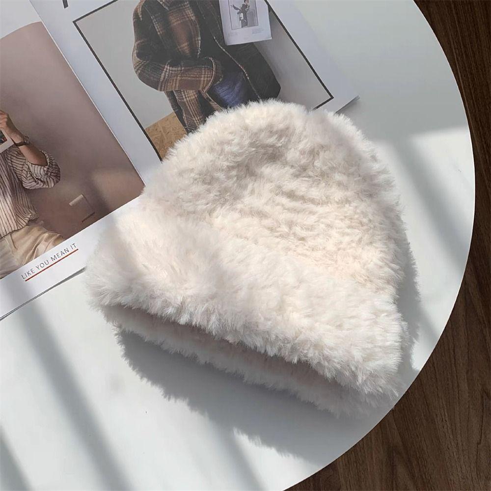 Thickened Winter Fluffy Fur Hat\ Soft Ear Protection Cold Cap Casual Warm Beanie Hats Women Female