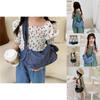 Trendy Chic Kids Shoulder Bag In Denim Material With Fun Cartoon Prints