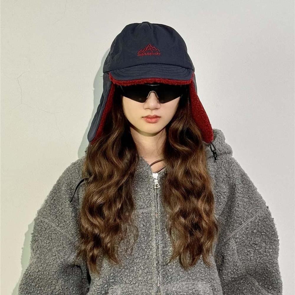 Japanese Style Earflaps Visor Hat Lightweight Windproof Pilot Cap Retro Ear Protection Cap  Autumn