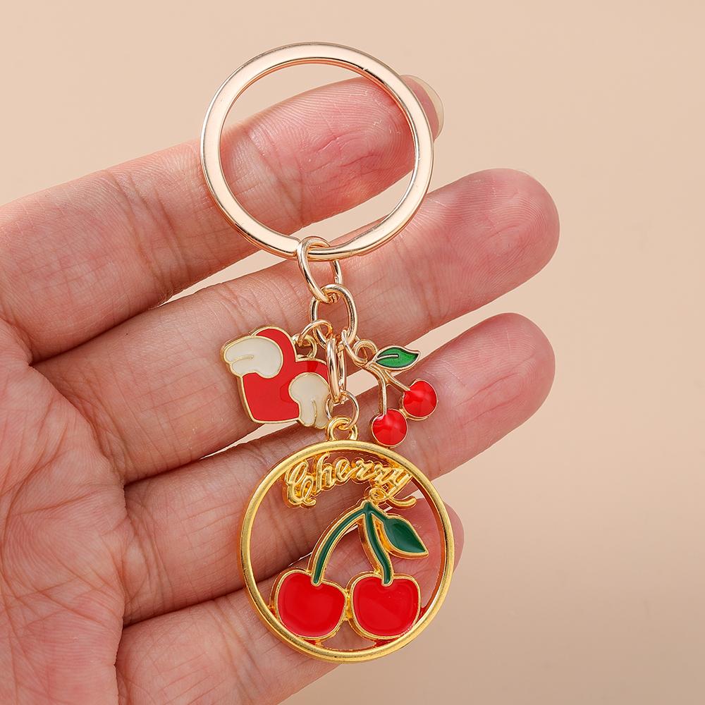 Fashion Enamel Avocado Cherry Keychain Fruit Key Ring Pendants for Women Girls Handbag Decor DIY Key Chain Jewelry Gifts