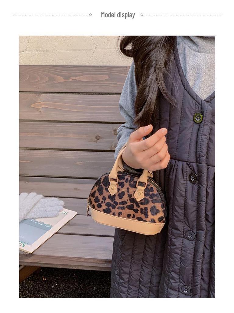 Leopard Print Girl's Mini Crossbody Handbag with Chain