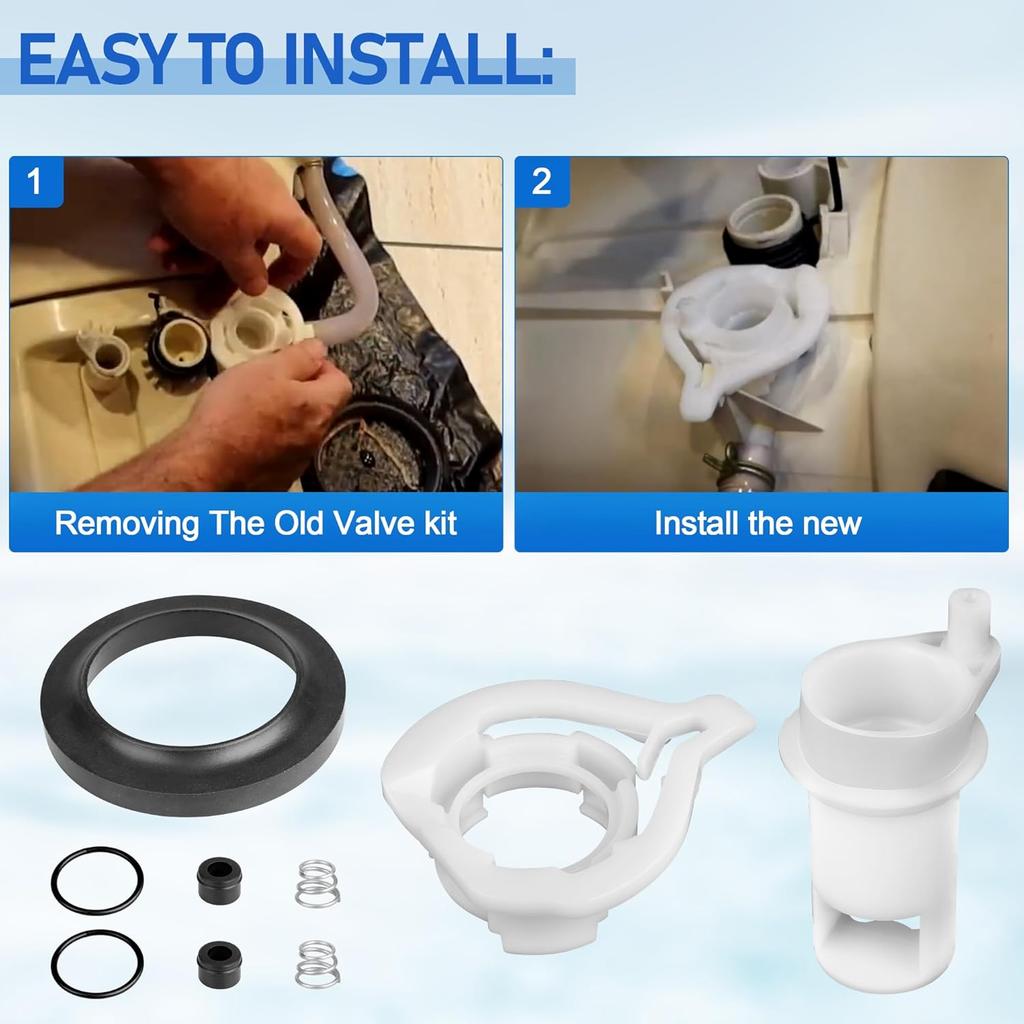 42049 Water Valve Style II Kit For Thetford Aqua Magic Style II Toilets, RV Toilet Water Valve Kit Replacement Style II Permanent Toilets, Rv Toilet