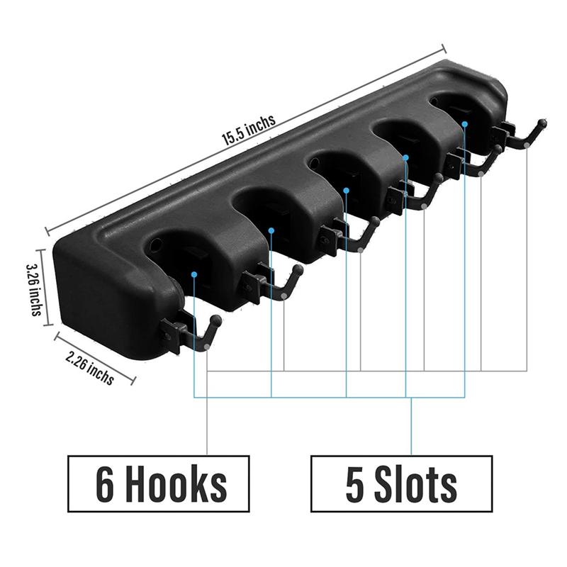 A20F-Mop And Broom Holder Wall Mount Heavy Duty Broom Holder Holder Home Garden Garage And Storage Room Tool Organizer Black