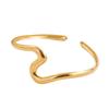 Geometric Wave Open Cuff Bracelet with Smooth Metal Finish - Irregular Fashion Style