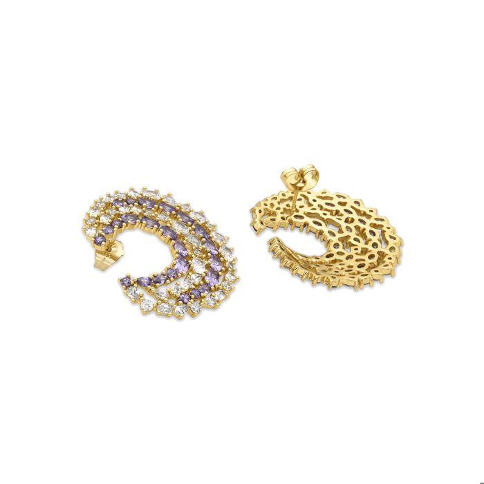 Boucles d'oreilles - LUXENTER - Abdos - Zircon multicolore - Finition or 18k - Doré