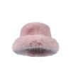 Advanced imitation rabbit fur bucket hat autumn and winter plush warm ear protection small solid color flat top Mongolian hat