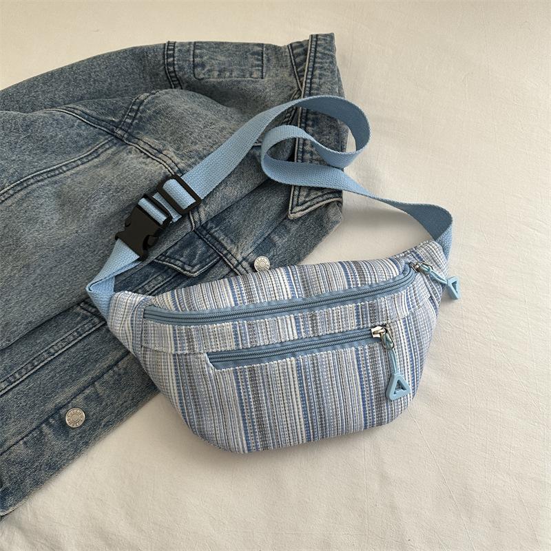 

Vertical striped fanny pack ins cute, fresh and simple versatile messenger small bag girl breast bag синій