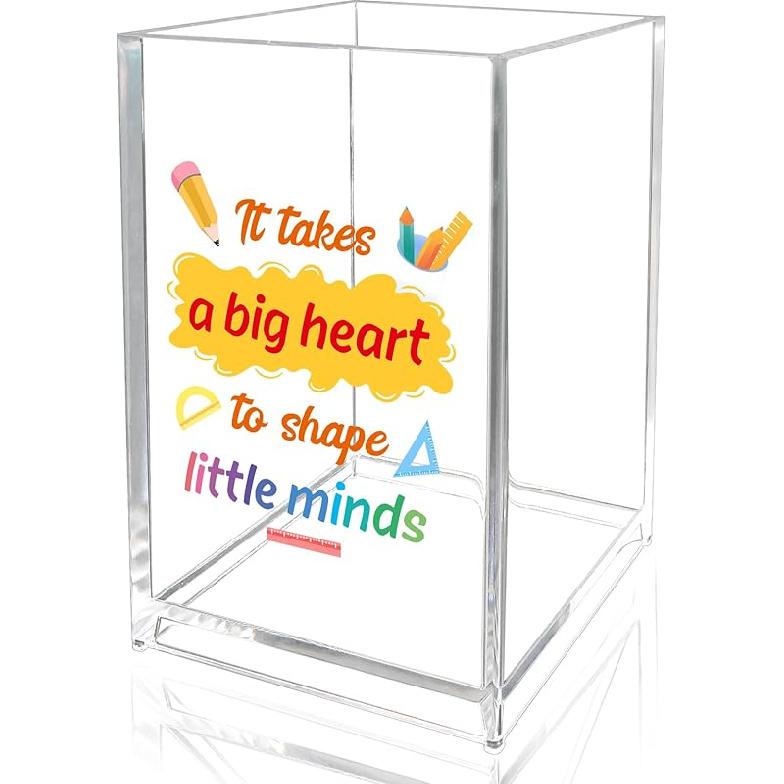 Teacher Gifts Acrylic Pen Holder Back to School Teacher Gifts First Day of School Teachers Gift Appreciation Gift for Teachers Thank You Gifts Pencil It takes a big heart