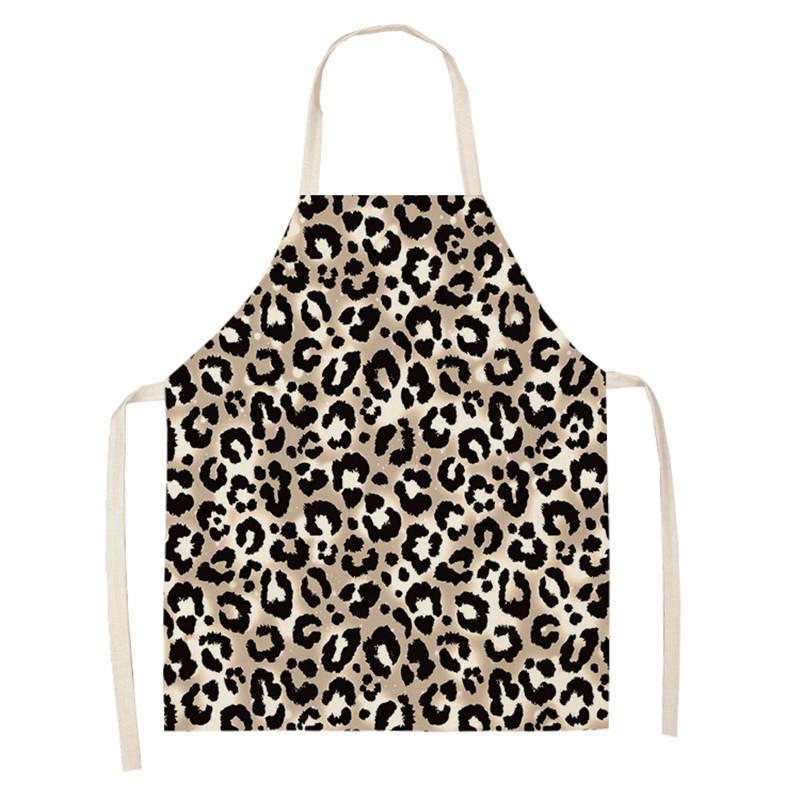 Kjøp Leopard Print Flower Printed Sleeveless Aprons Kitchen Women