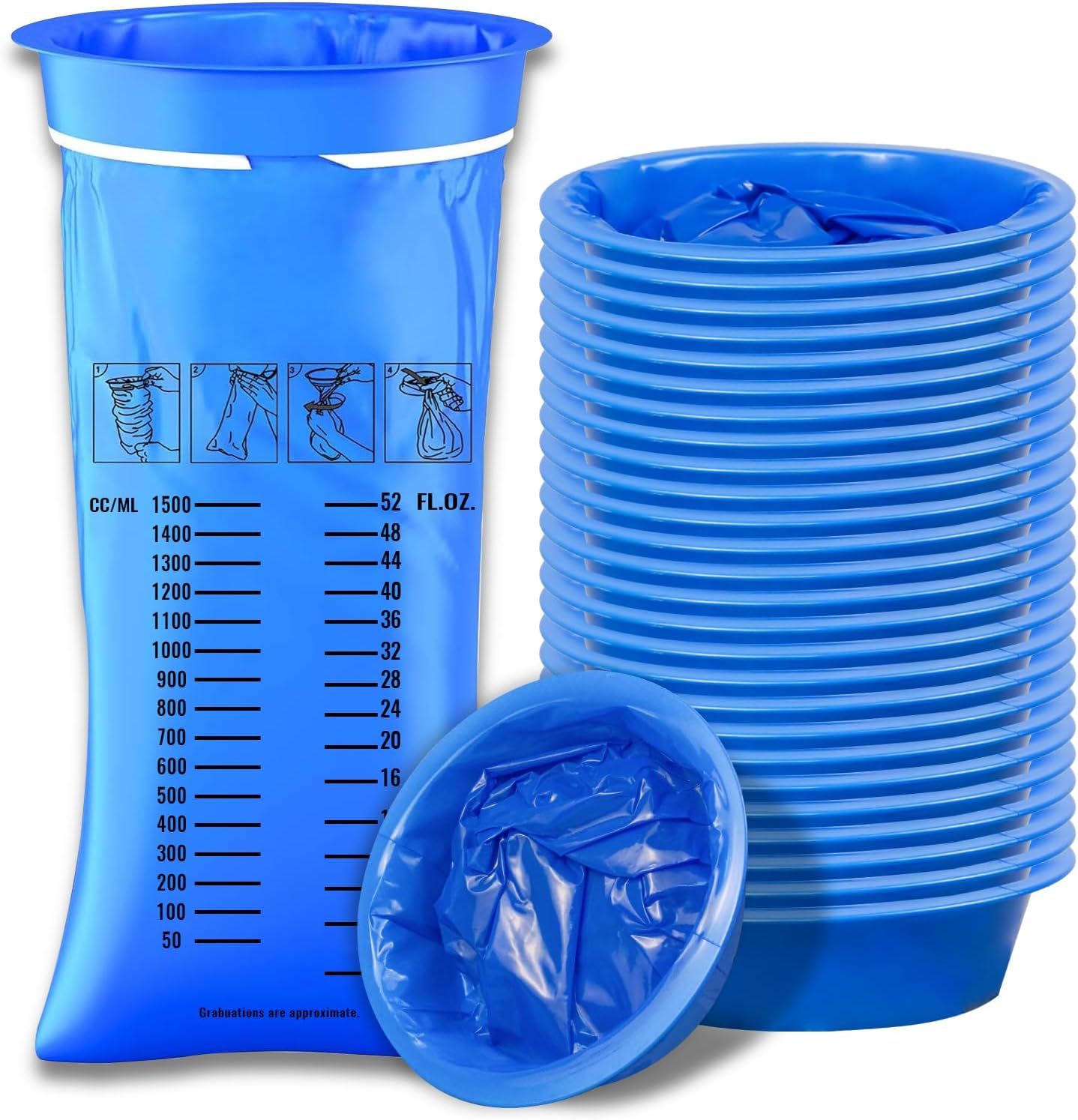 

28 шт. Пакеты для тошноты Синие Высокой плотности Герметичные Контроль запаха Пакеты для рвоты для путешествий с застежкой для беременных женщин, автомобиля, автобуса или самолета