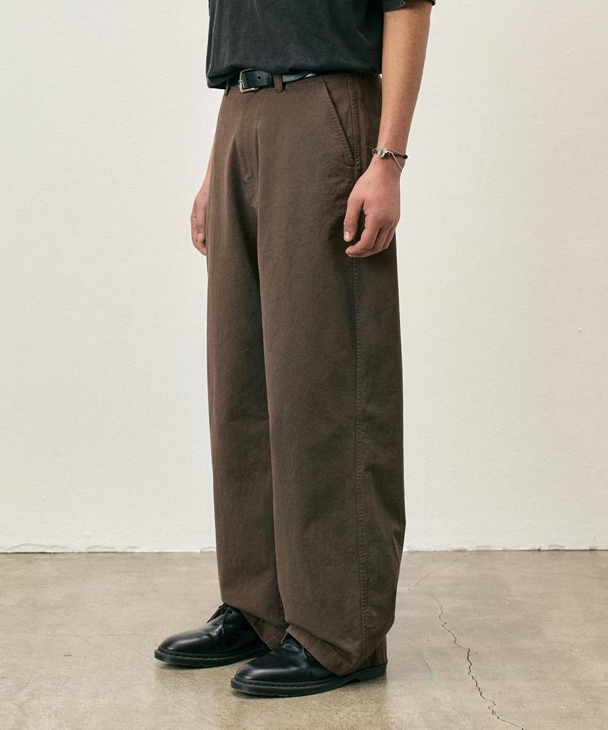 COSTUME O’CLOCK Cotton Washed Wide Pants Ash Brown Coospt243Ashbrown