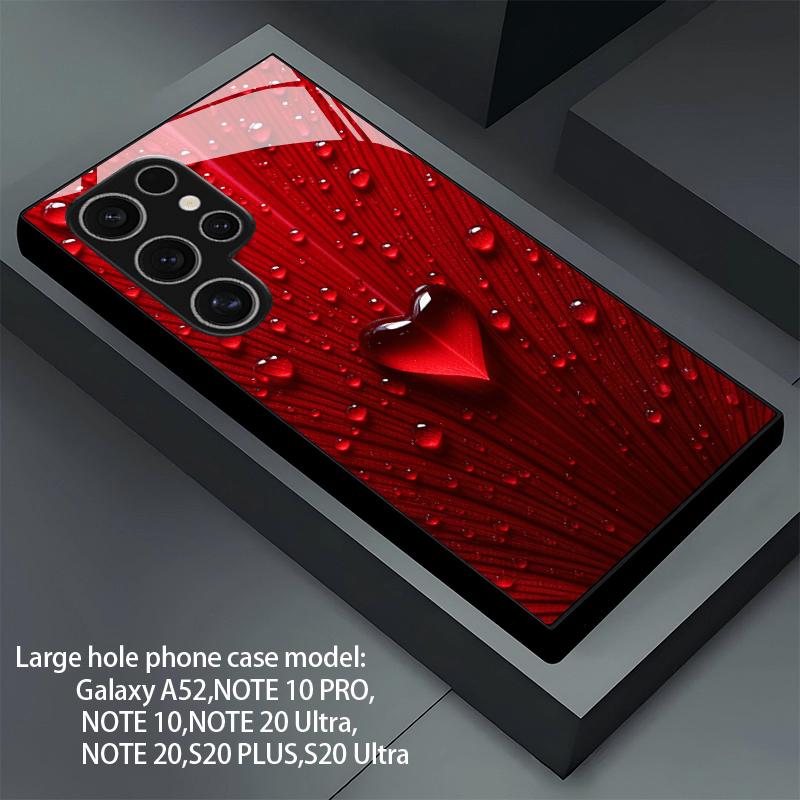 Red heart water droplet pattern glass phone case for Samsung Galaxy S26 S25 S24 S23 S22 S20 fe plus Ultra anti fingerprint
