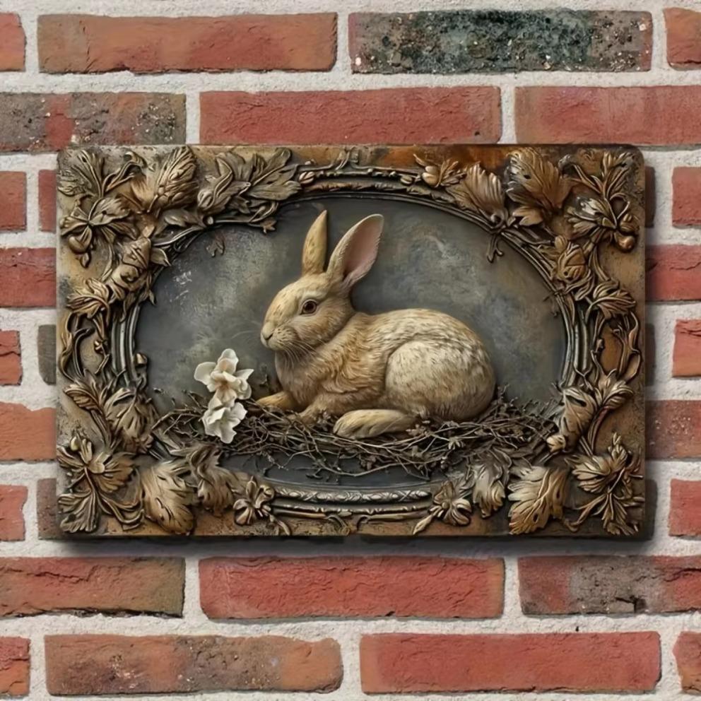 Bohemian Vintage Easter Bunny Iron Wall Sculpture Versatile Decor for Home Cafe Bar Ideal for Halloween Christmas Gifts