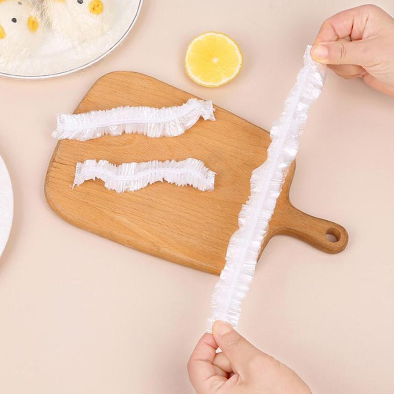350/500Pcs Disposable Food Cover Fruit Food Cover Elastic Plastic Shower Cap Storage Bag Kitchen Organizer Cling Film
