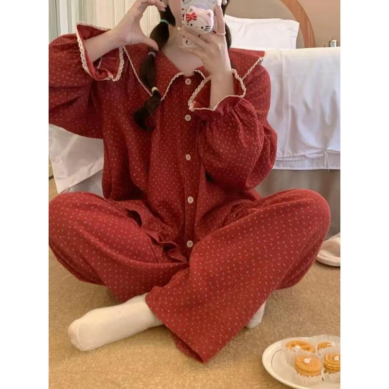 

Новая сезонная ночная одежда для женщин: Пижама с длинными рукавами и брюками в клетку, в стиле кардигана, с манишкой – Домашний комплект 2XL