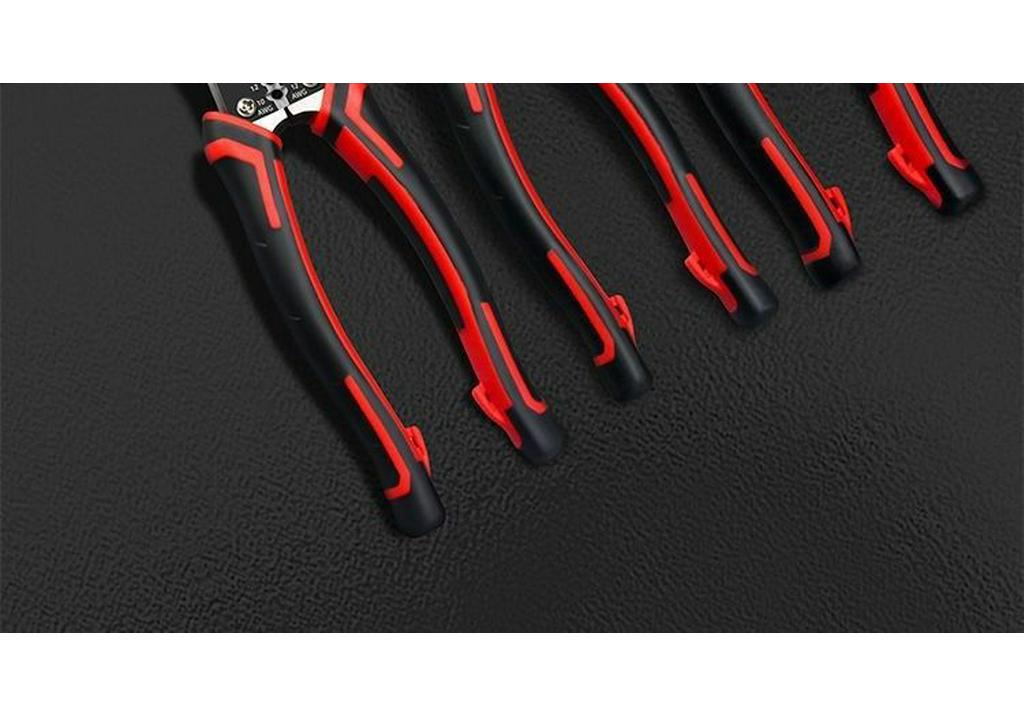 Industrial Grade Multi-Functional Wire Cutter Set: 8" Needle-Nose Pliers, 6" Diagonal Cutters, and Electrician's Snips.