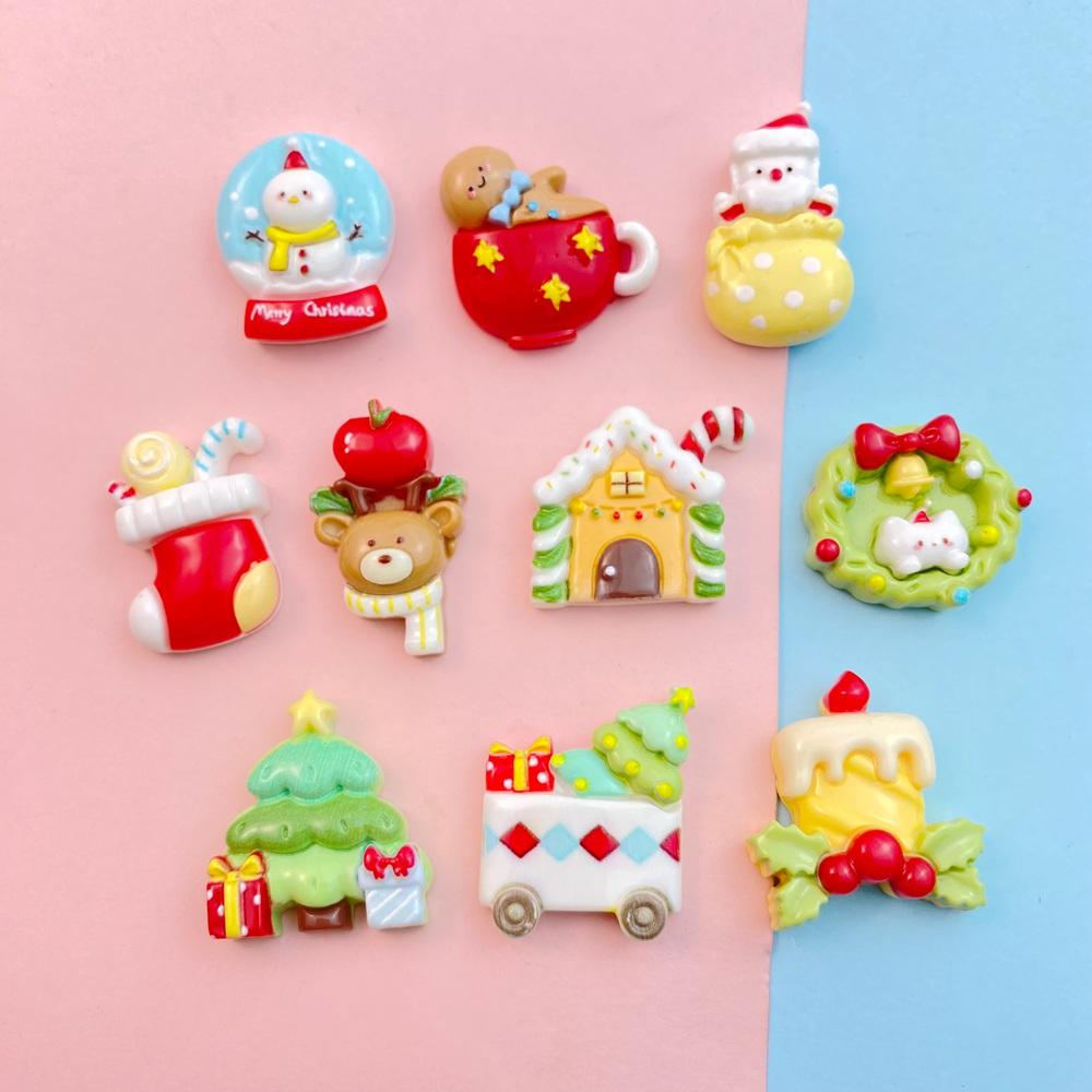 

10Pcs New Mini Cute Cartoon Christmas Home Children s Fun Animals Series Flat Back Resin Cabochons DIY Jewelry Craft Decoration