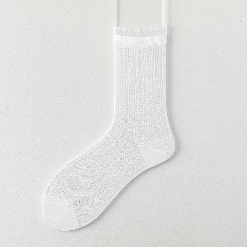 

Cool Feeling Silk Socks for Children - Mid-Calf Tube Socks with Mesh Ventilation, Odor-Resistant, Padded Socks with Lace Edges 1 pair чистый белый