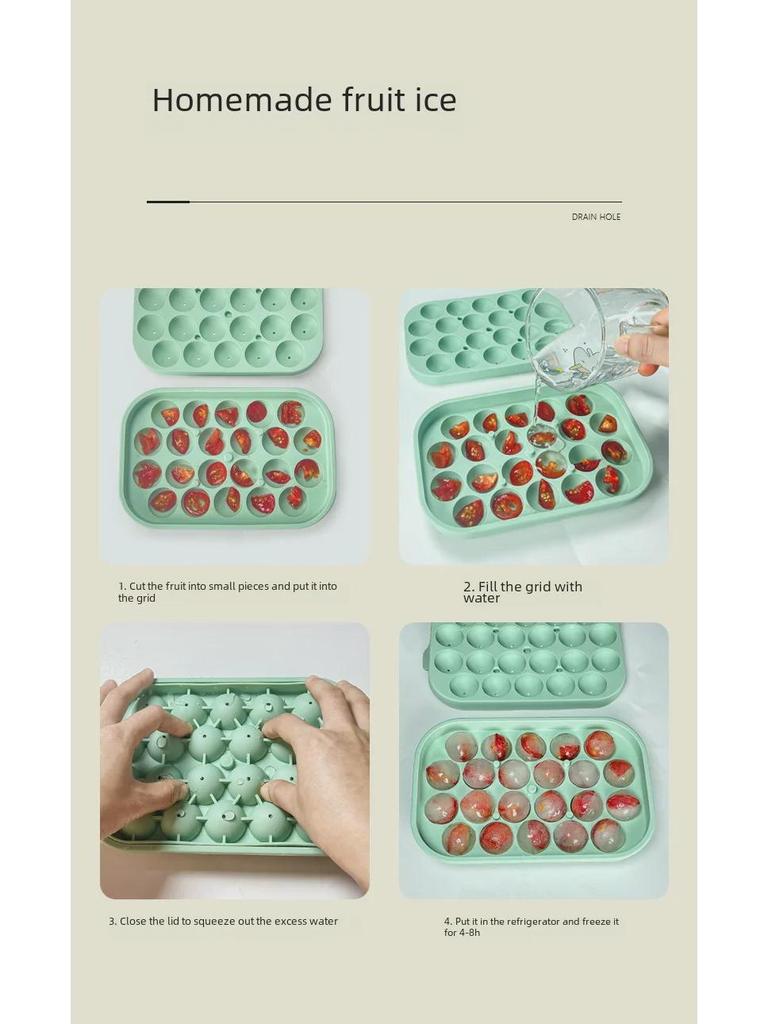 Silicone Ice Ball Mold - Round Ice Cube Tray with Storage Box