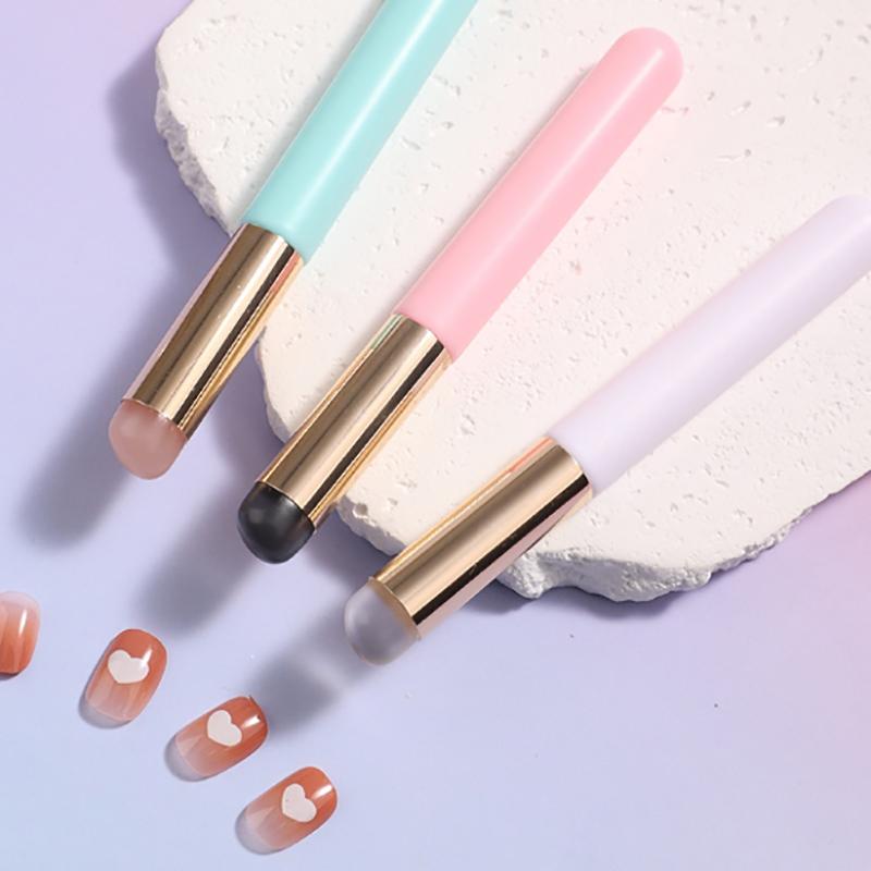 Lippenpinsel aus Silikon mit Deckel, Make-up-Pinsel mit rundem Kopf, Lippenstift-Applikator, vielseitig verwendbarer Mini-Concealer-Pinsel, tragbares Make-up-Tool