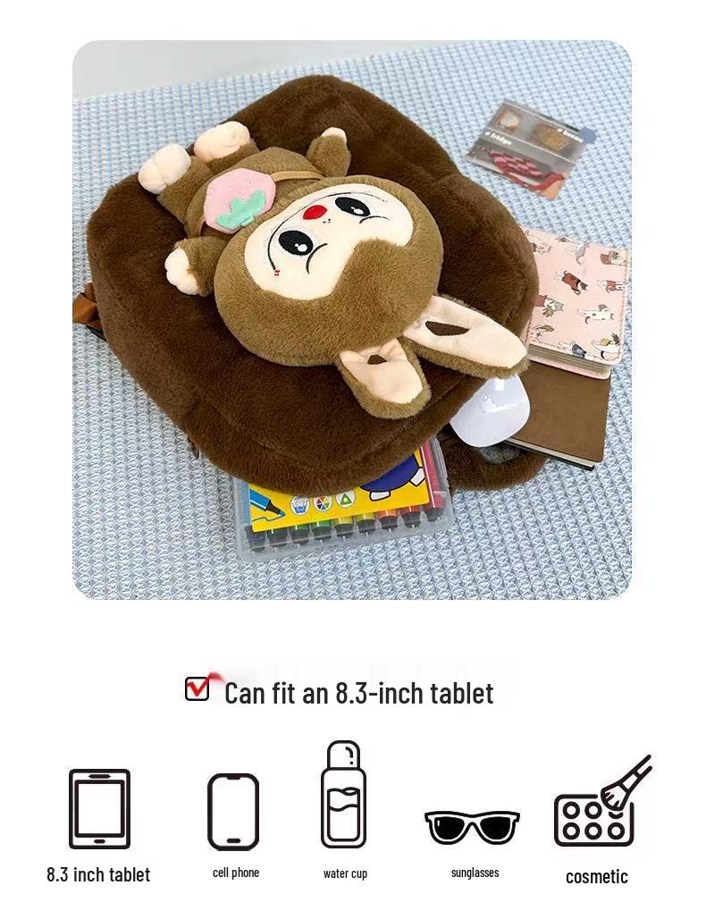 Jucărie de pluș Labubu Rucsac de iarnă și geantă crossbody - Ghiozdan drăguț