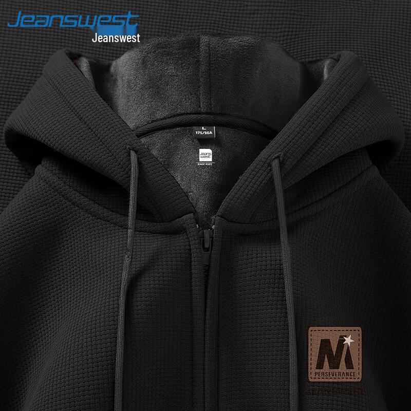 

Jeanswest Men s Waffle Knit Fleece-Lined Hooded Jacket L
