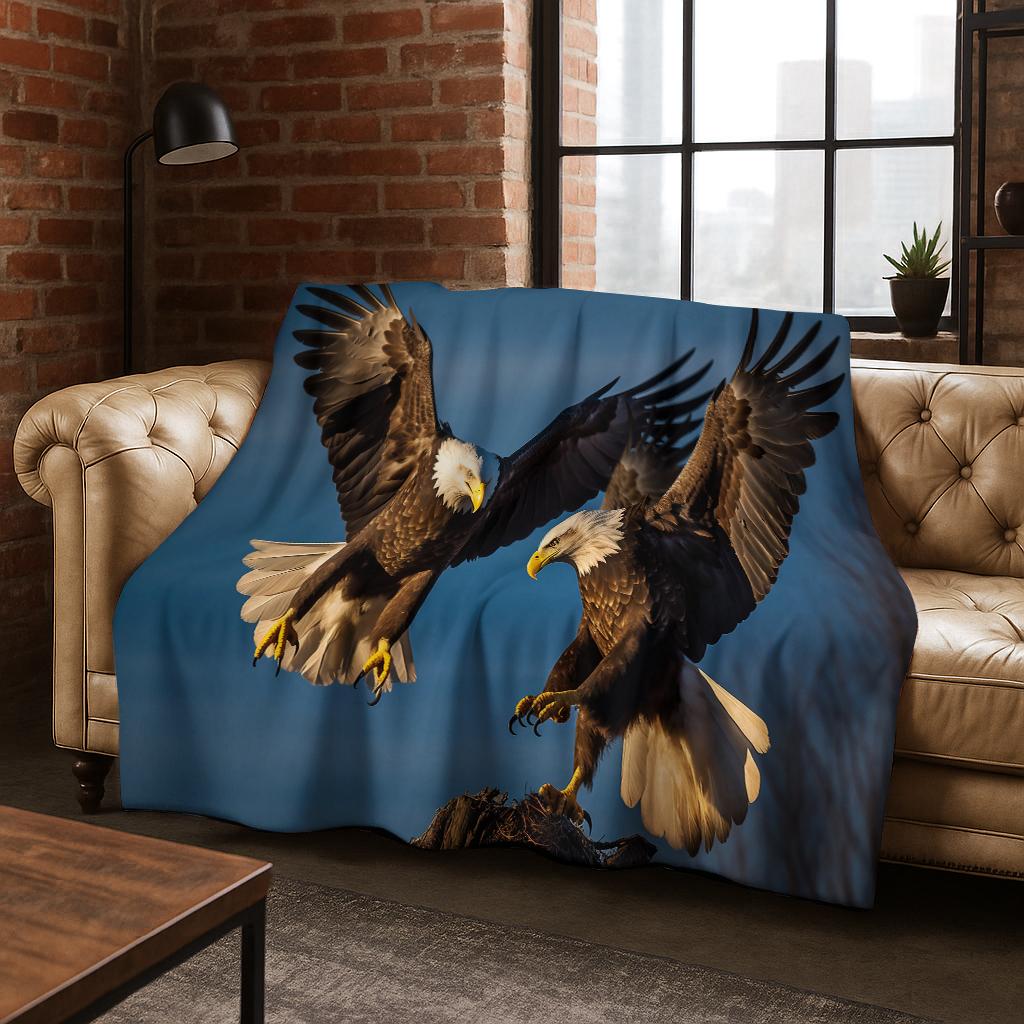 United States National Bird Eagle Flannel Blanket Soft Warm Blanket for Bedroom Room Living Room Bed Travel Camping Picnic Gift