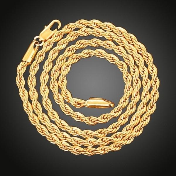 Collar Europeo y Americano de Cuerda Trenzada Flash de 4 mm Chapado en Plata