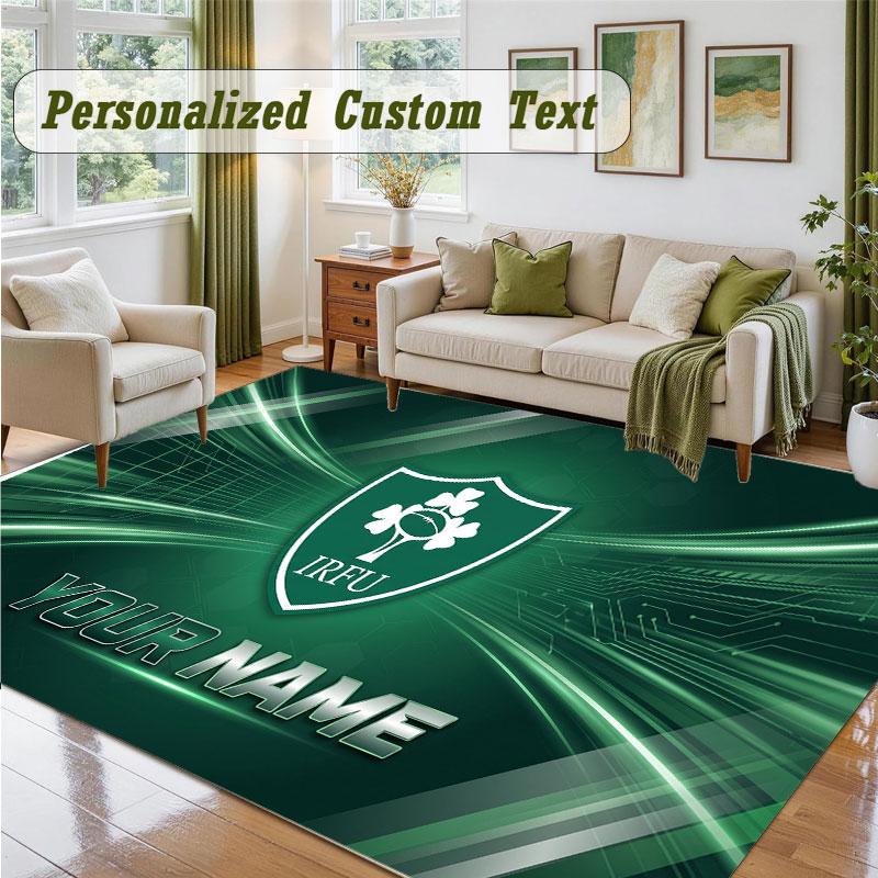 Crystal Velvet Square Rug Custom NameIreland Rugby Pattern Non Slip Home Floor Decor Rug