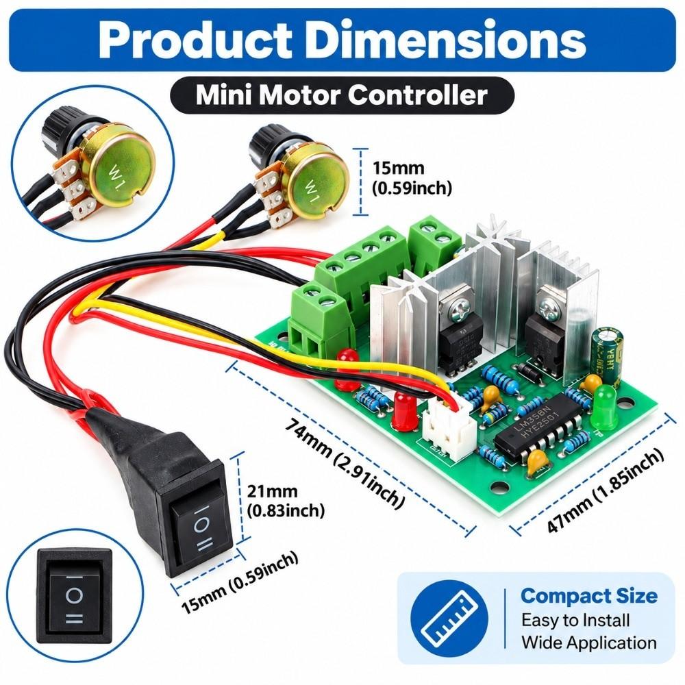 Reversing Switch PWM Motor Controller 5V-30V DC Input Variable Speed Controller  For RV