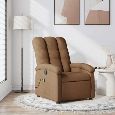 Vidaxl Foldable Massage Armchair, Brown, Fabric Upholstered