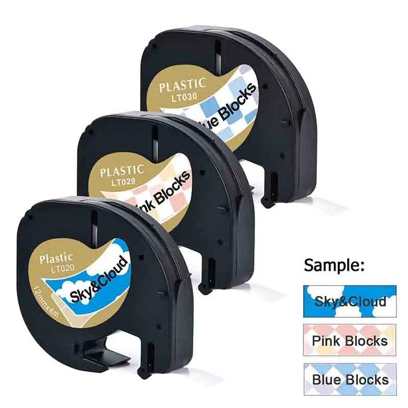 3stk 91201 91331 12267 etiketttape plast og papir kompatibel for LT-100H dymo etikettskriver 12mm dymo letratag 18769 91200
