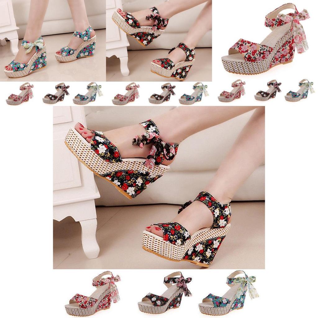 Premium Quality Women Boho Beach Sandals With Floral Wedge Heels For Summer Style