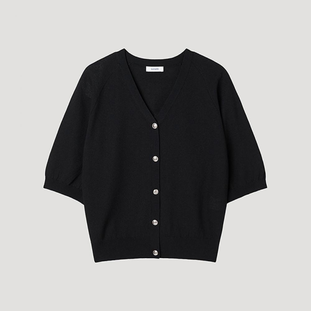 

[shs Miss] Кардиган с V-образным вырезом и короткими рукавами Sskcdp22070 Bk blacks/66