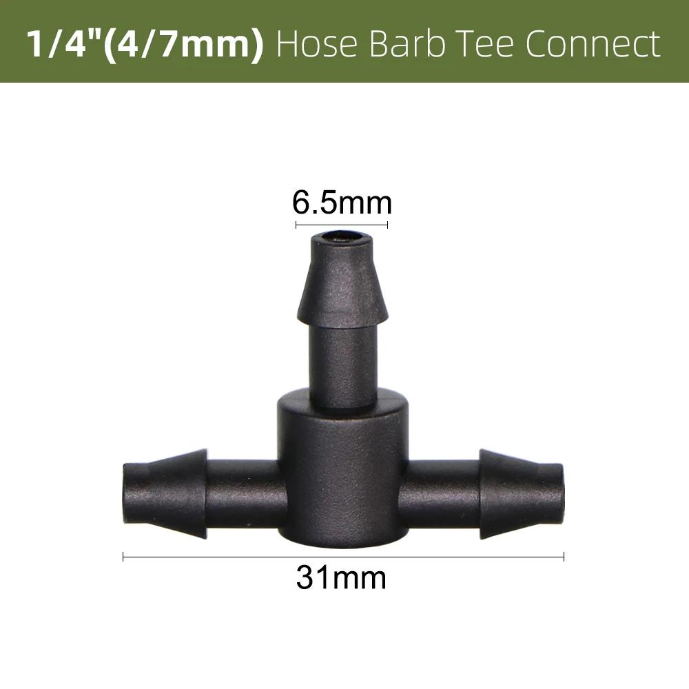 10-1000PCS Garden Water Connector Drip Irrigation for 1/4'' Tubing Hose Accessories Joint Barbed Tees Cross Eng Plug Adaptors