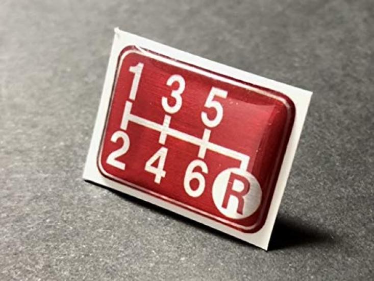 Tuningfan Shift Pattern Lower Right for Manual Transmission Emblem, Red, R, 6-Speed Vehicles, SPE-R602