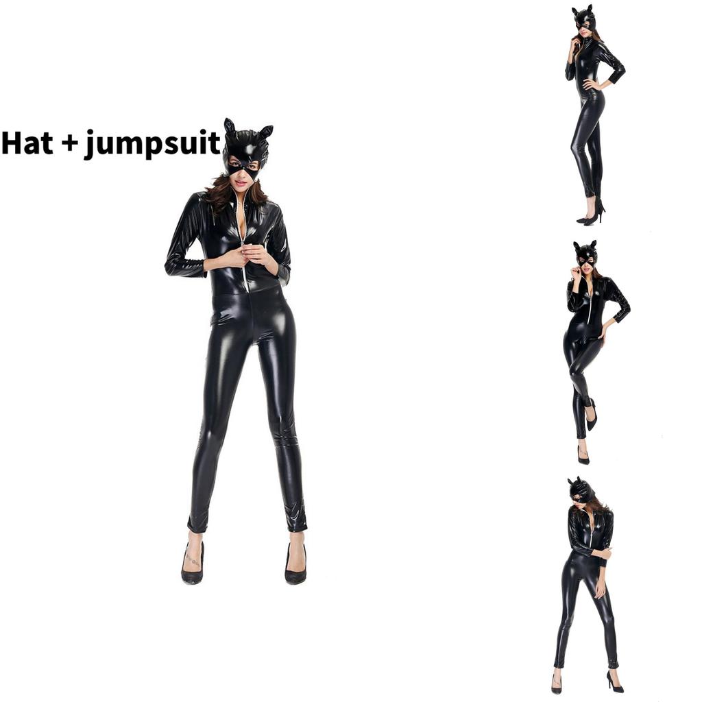 Costume da Ragazza Gatto in Pelle a Tema Gioco per Unisex Festa di Halloween Cosplay