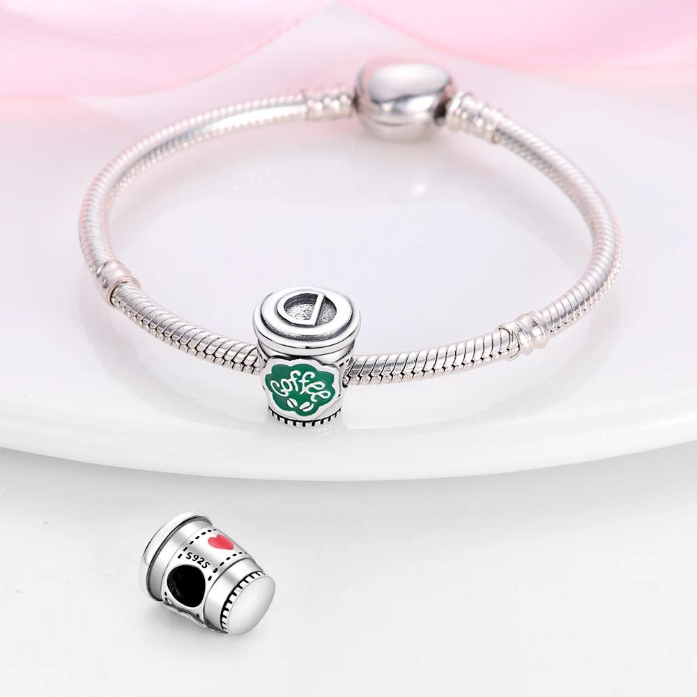 Charm Bead Charms Authentic copper Plated Afternoon Tea Coffee Cup Bead Charms Compatible With Bracelets Diy Fine Gift Women Delicate Jewellery
