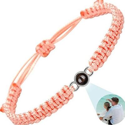 100 Languages 'I Love You' Projection Woven Bracelet - Customizable Couple Photo Edition