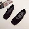 Fashion Flat Shoes for Women New 2025 Spring Autumn Square Toe Mary Jane Shoes Ladies Suede Plus Size Women's Shoes 41-43 Loafers Women